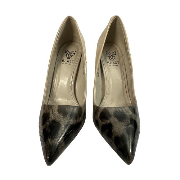 Beast Fashion Womens Classic Pump Stiletto Heels Beige Leopard Print size 8 - Picture 2 of 15